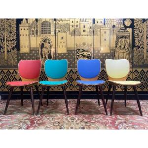 Set Of 4 Chairs 1970 Bistrot Baumann Max Bill