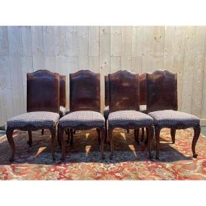 Set Of 8 Louis XV Style Walnut Chairs 