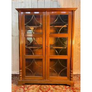Library - English Display Cabinet In Mahogany And Brass 