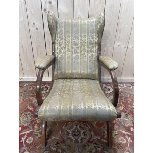 English Mahogany Wingback Armchair