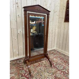 Empire Style Mahogany Psyche Mirror