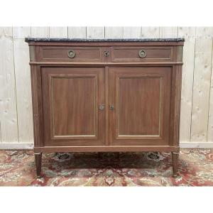 Louis XVI Style Low Sideboard In Mahogany And Marble