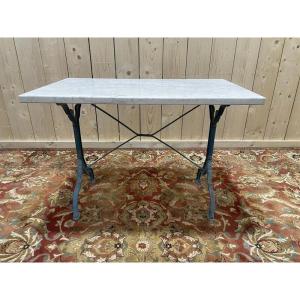 Marble And Cast Iron Bistro Table 