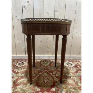 Louis XVI Style Bouillotte Table In Marquetry And Marble
