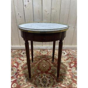 Louis XVI Style Bouillotte Table In Mahogany And Marble.