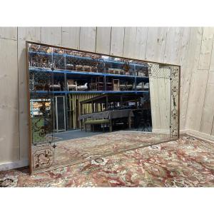 Art Nouveau Venetian Bistro Or Brasserie Mirror In Eglomisé Glass