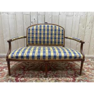 Louis XVI Style Sofa - Bench In Lys Fabric