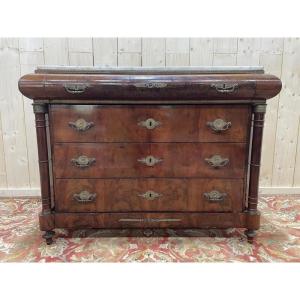 Empire Period Chest Of Drawers In Mahogany And Carrara Marble 