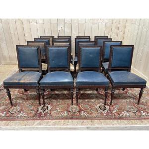 Set Of 16 Napoleon III Chairs In Solid Mahogany