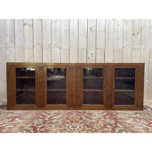 Pair Of Art Nouveau Hanging Display Cabinets In Ash