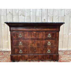 Restoration Period Chest Of Drawers In Flamed Mahogany Veneer