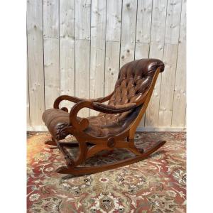 Chesterfileld Leather Rocking Chair 