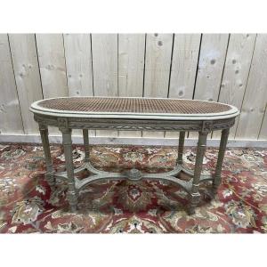 Louis XVI Piano Bench In Cane And Re-edged Wood