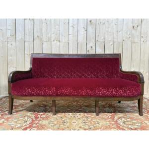 Restoration Period Red Velvet Sofa Bench 