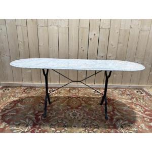 165 Cm Oval Marble Bistro Table!