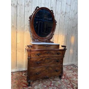 Napoleon III Period Chest Of Drawers - Dressing Table With Psyche.