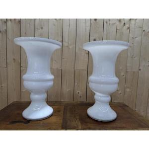 Pair Of Medici Vases In Murano Glass