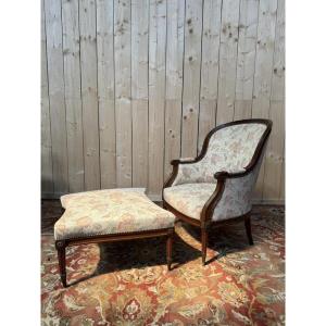 Louis XVI Gondola Armchair With Mahogany Footrest 