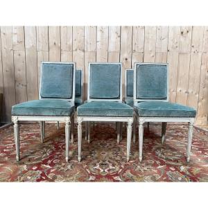 Suite Of 6 Louis XVI Style Rinck Chairs In Re-fielded Wood 