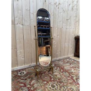 Neoclassical Brass Psyche Mirror 