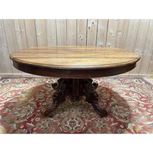 Oval Dining Table With Central Leg, Napoleon III Period