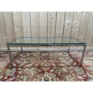 Chromed Metal And Glass Coffee Table, 1970s