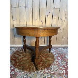 Round Side Table - Louis Philippe Period Pedestal Table In Solid Walnut 