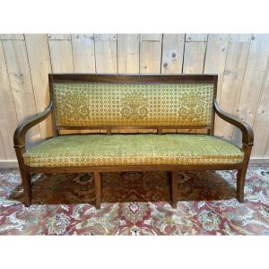 Restoration Period Bench - Sofa In Yellow Genoa Velvet 1830
