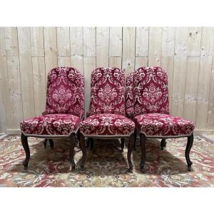 Set Of 6 Napoleon III Period Mahogany Chairs 