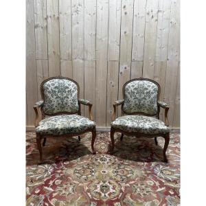 Pair Of Large Louis XV Style Armchairs