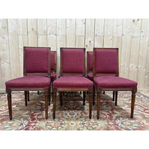 Set Of 6 Louis XVI Style Chairs With Square Backs 