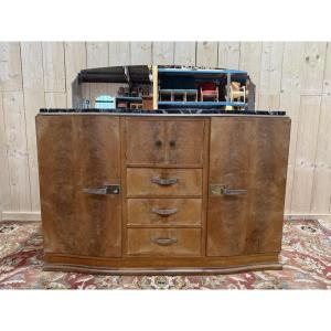 Low Arr Deco Period Sideboard With Mirror And Marble 