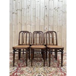 Set Of 6 Restored Thonet Cane Bistro Chairs 