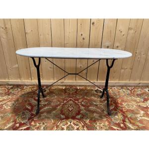 Oval Marble And Cast Iron Bistro Table