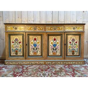 Louis Philippe Style Sideboard In Painted Wood And Faux Marble