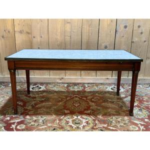 Louis XVI Style Coffee Table In Cherry And Carrara Marble