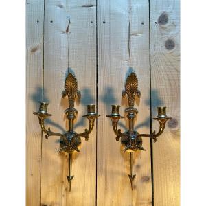 Pair Of Empire Style Bronze Sconces