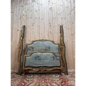 A Louis XV Style Gilded And Carved Wooden Bed Signed "alice Courtois"