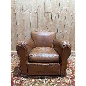 Art Deco "moustache" Leather Club Chair