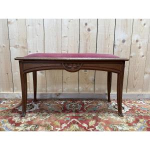 Bench - Art Nouveau Style Solid Oak Piano Bench
