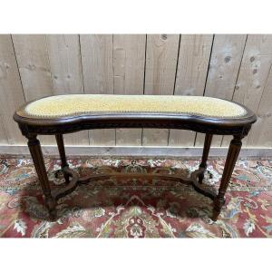 Louis XV Style Curved Upholstered Piano Bench