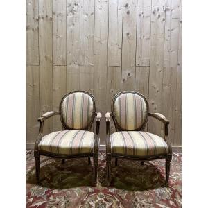 Pair Of Louis XVI Style Medallion Armchairs