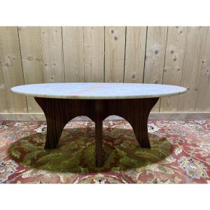 Scandinavian Style Coffee Table In Marble And Zebrawood