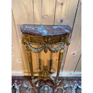 Louis XVI Style Console In Gilded And Carved Wood