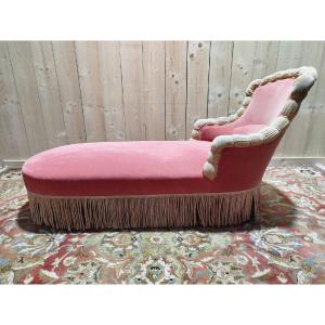 Napoleon III Period Pink Velvet Chaise Longue