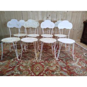 Set Of 8 Wrought Iron Garden Chairs
