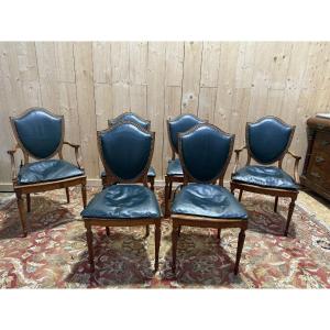 Set Of 4 Chairs And 2 English Armchairs