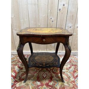 Louis XV Style Marquetry Side Table