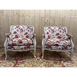 Pair Of Louis XV Style Bergère Armchairs
