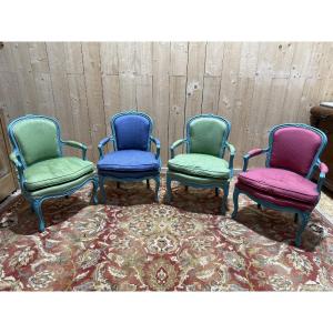 Set Of 4 Louis XV Style Cabriolet Armchairs